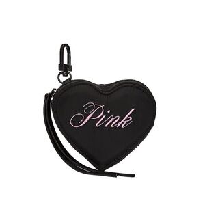 🆕 PINK VICTORIAS SECRET HEART POUCH KEYCHAIN CHARM